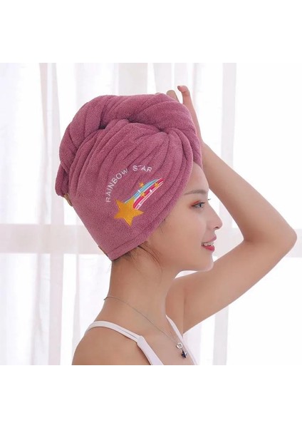 Havlu Kadın Kızın Sihirli Mikrofiber Duş Başlığı Havlu Banyo Şapkaları Kadınlar Için Kuru Saç Bonesi Hızlı Kuruyan Yumuşak Bayan Türban Kafa (Yurt Dışından)