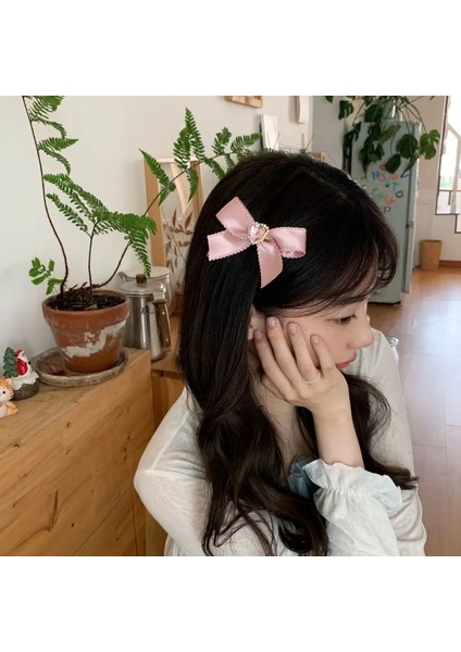 Içi Boş Kalp Elmas Yay Firkete Sevimli Lolita Kız Saç Tokası Moda Pembe Tokalarım Şerit Ilmek Saç Tokası Şapkalar Aksesuarları (Yurt Dışından)