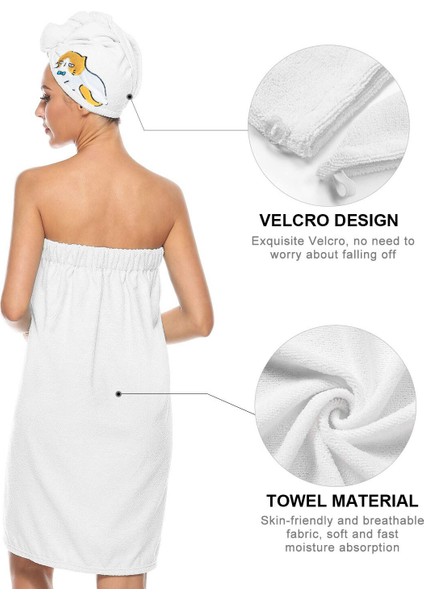 Banyo Sarma Havlusu ve Saç Kurutma Havlu Seti, Kadınlar Için Spa Banyo Havlusu Vücut Sarma Banyo Etek, Duş Için Hızlı Kuru Mikrofiber Havlu (Yurt Dışından)