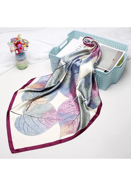 Moda Saç Eşarp Kadınlar Için Yapraklar Baskı Ipek Saten Başörtüsü Eşarp Fular 90CM * 90CM Kare Atkısı Eşarp Bayanlar Için 2021 (Yurt Dışından)