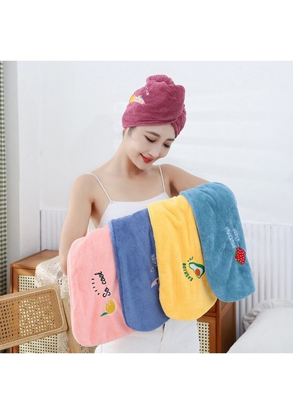 Adet Meyve Yıldızı Sihirli Mikrofiber Duş Başlığı Nakış Havlu Banyo Şapkası Kuru Saç Boneleri Hızlı Kuruyan Yumuşak Bayan Türban Kafa 25X68CM (Yurt Dışından) modelleri
