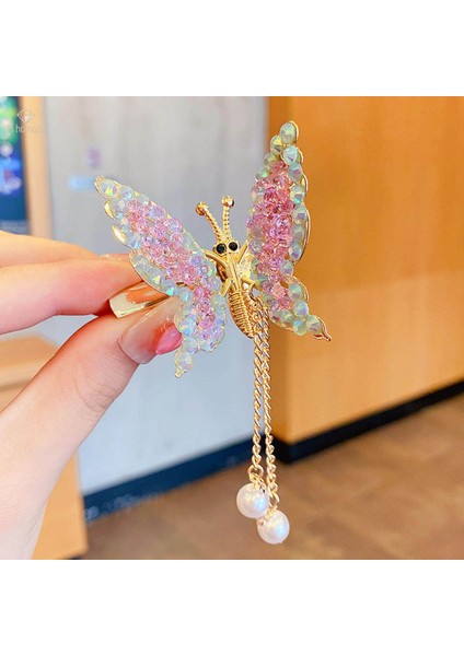 Kadınlar Kızlar Için Sevimli Kelebek Firkete Başlıklar Rhinestone Takı Gelin Saç Aksesuarları Püskül Tokalarım Tokalar Moda Firkete, Menekşe (Yurt Dışından)