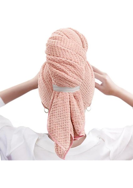 Saç Türbanlar Islak Saçlar Için Mikrofiber Saç Kuru Havlu Büyük Mercan Polar Havlu Sarma Süper Emici Hızlı Kuru Saç Türban Kadın (Yurt Dışından)