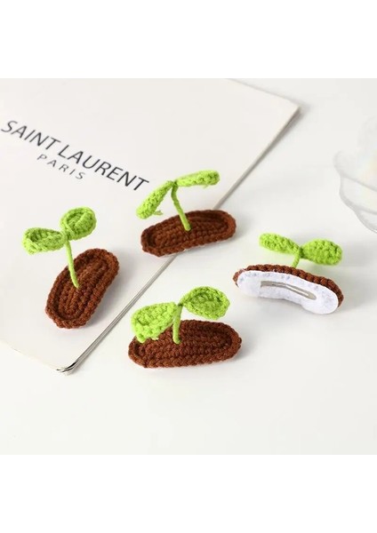 El Yapımı Örgü Saç Tokası Sevimli Üç Boyutlu Küçük Çim Sürgünleri Hairclips Moda Fasulye Filizi Bb Klip Saç Aksesuarları (Yurt Dışından) fiyatları