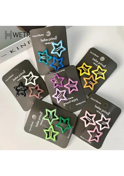 Adet/takım Renkli Yıldız Bb Saç Tokası Y2K Kızlar Sevimli Tokalarım Metal Çıtçıtlı Tokalar Tokalar Kadın Headdress Saç Takı Aksesuarları (Yurt Dışından)