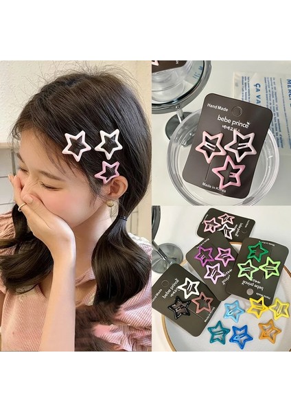 Adet/takım Renkli Yıldız Bb Saç Tokası Y2K Kızlar Sevimli Tokalarım Metal Çıtçıtlı Tokalar Tokalar Kadın Headdress Saç Takı Aksesuarları (Yurt Dışından) modelleri