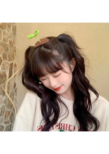 El Yapımı Örgü Saç Tokası Sevimli Üç Boyutlu Küçük Çim Sürgünleri Hairclips Moda Fasulye Filizi Bb Klip Saç Aksesuarları (Yurt Dışından) fırsatları