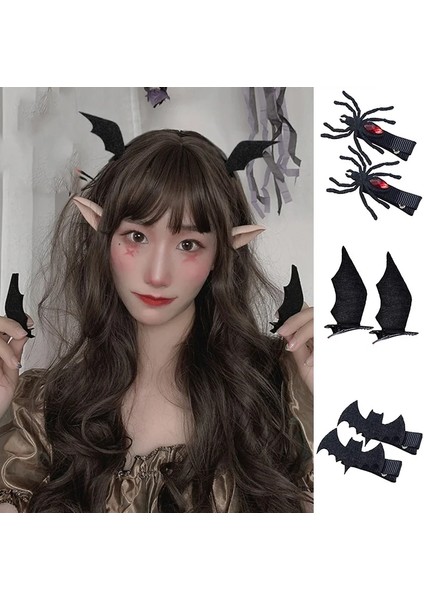 Çift Sevimli Cadılar Bayramı Küçük Yarasa Boynuz Saç Tokası Klip Kelepçe Cosplay Kulaklar Yan Şeytan Yarasa Saç Klipleri Çocuklar Cadılar Bayramı Hediyeler (Yurt Dışından)