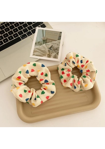 Kadınlar Sevimli Baskı Renkli Kalp Örgü Geniş Elastik Saç Bantları Tatlı At Kuyruğu Tutun Scrunchie Saç Kravat Moda Saç Aksesuarları (Yurt Dışından) fiyatları