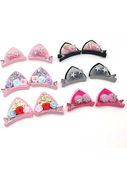Adet Sevimli Kedi Kulak Saç Klipleri Kızlar Için Glitter Gökkuşağı Keçe Kumaş Çiçek Tokalar Tokalarım Çocuklar Şapkalar Bebek Saç Aksesuarları (Yurt Dışından) fiyatları
