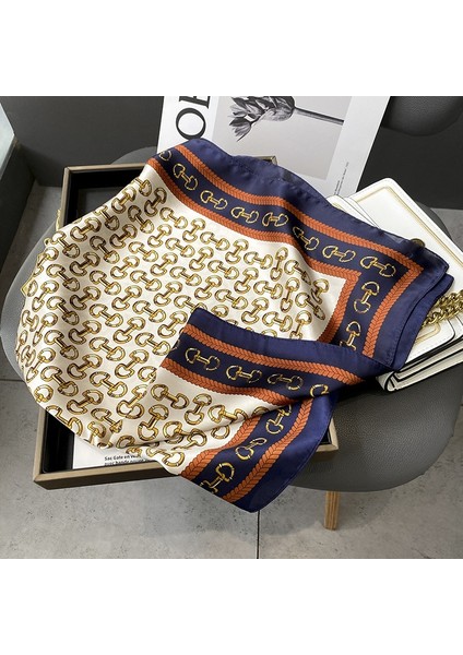 Moda Marka Metal At Nalı Zinciri Ipek 70X70 cm Kare Eşarp Eşarp Kadın Kravat Saç Kravat Çanta Profesyonel Kadın Eşarp (Yurt Dışından) fiyatları