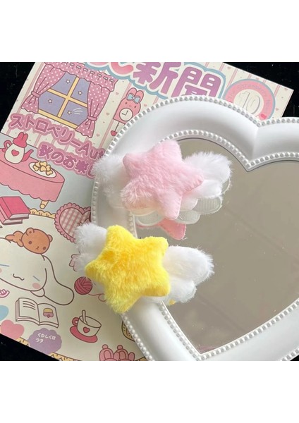 Japonya Sevimli Kawaii Peluş Kürklü Kanatlar Yıldız Saç Klipleri Kız Çocuklar Için Pembe Kumaş Yumuşak Japonya Firkete Tokalarım Moda Aksesuarları (Yurt Dışından) modelleri