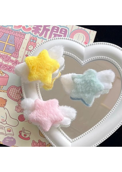 Japonya Sevimli Kawaii Peluş Kürklü Kanatlar Yıldız Saç Klipleri Kız Çocuklar Için Pembe Kumaş Yumuşak Japonya Firkete Tokalarım Moda Aksesuarları (Yurt Dışından) fırsatları