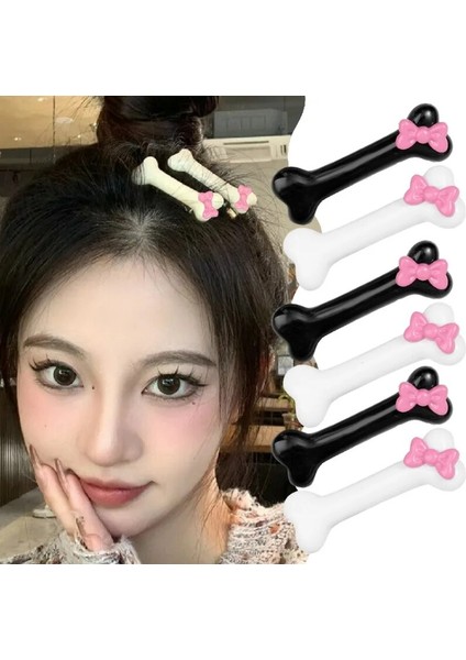 Kawaii Pembe Yay Köpek Kemik Şekli Saç Klipleri Popüler Siyah ve Beyaz Kemik Firkete Kızlar Charm Güzel Ördek Gagası Tokalarım Aksesuarları (Yurt Dışından)