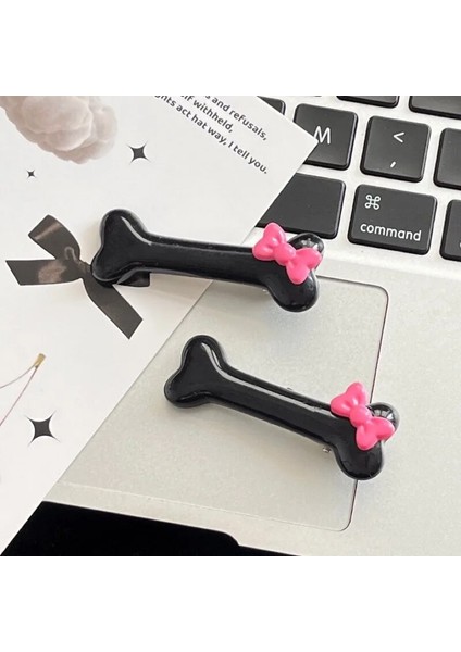 Kawaii Pembe Yay Köpek Kemik Şekli Saç Klipleri Popüler Siyah ve Beyaz Kemik Firkete Kızlar Charm Güzel Ördek Gagası Tokalarım Aksesuarları (Yurt Dışından)