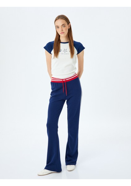Baskılı Renk Bloklu Slim Fit Kısa Kollu Tişört
