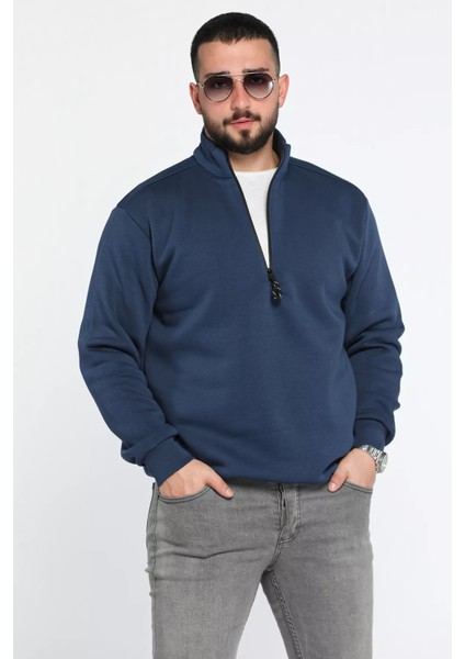 Erkek Yarım Balıkçı Yaka Şardonlu Fermuarlı Sweatshirt