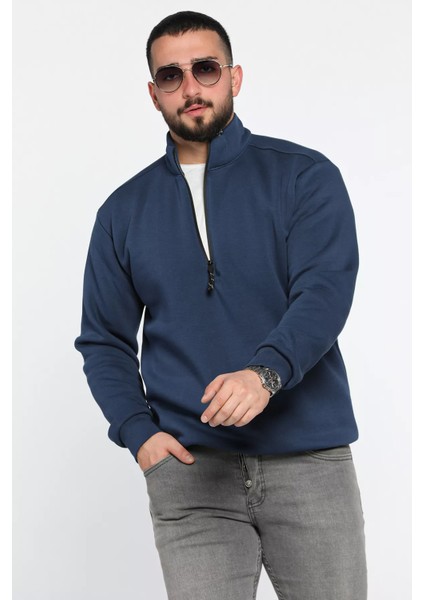 Erkek Yarım Balıkçı Yaka Şardonlu Fermuarlı Sweatshirt