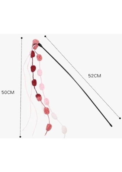 50 cm Renkli Çıngıraklı Peluş Yakalama Kedi Oyun Oltası