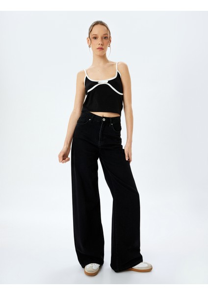 Dikiş Detaylı Fiyonklu Slim Fit Askılı Crop Üst fiyatları