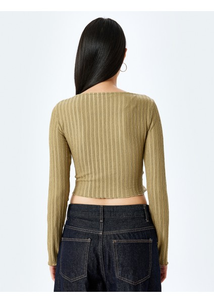 Asimetrik Yaka Büzgülü Slim Fit Uzun Kollu Tişört fırsatları