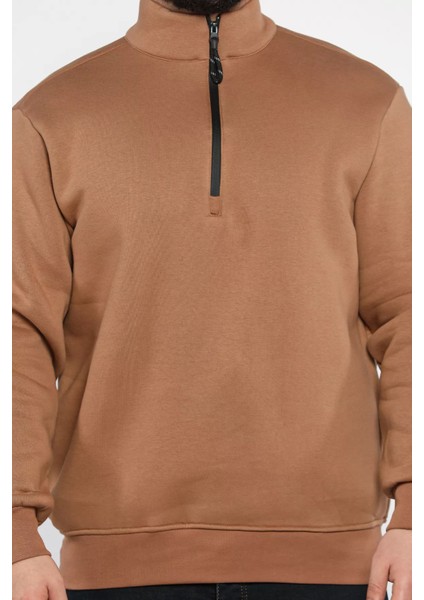 Erkek Yarım Balıkçı Yaka Şardonlu Fermuarlı Sweatshirt fiyatları