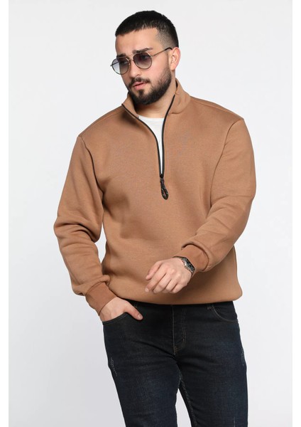 Erkek Yarım Balıkçı Yaka Şardonlu Fermuarlı Sweatshirt