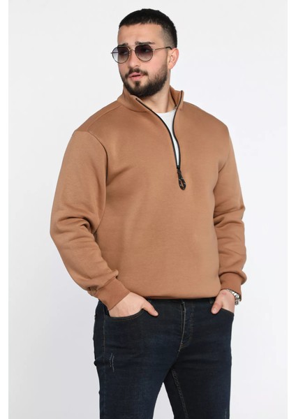 Erkek Yarım Balıkçı Yaka Şardonlu Fermuarlı Sweatshirt