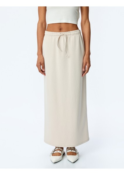 Modal Karışımlı Oversize Beli Bağcıklı Midi Etek modelleri