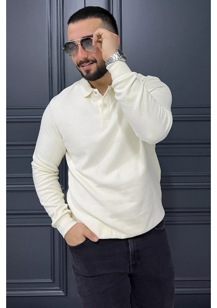 Gömlek Yaka Erkek Swetshirt P-00014409