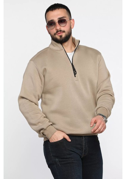 Erkek Yarım Balıkçı Yaka Şardonlu Fermuarlı Sweatshirt fırsatları