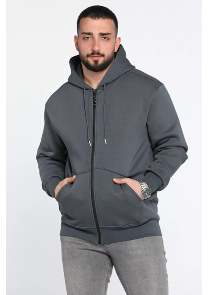 Erkek Kapüşonlu Şardonlu Sweatshirt