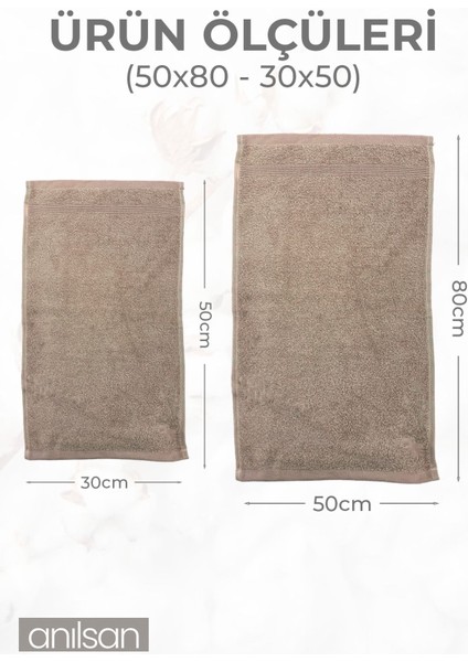 2'li El ve Yüz Havlusu Seti - 50 x 80 - 30 x 50 cm , Pamuk, Spa ve Otel Havlusu