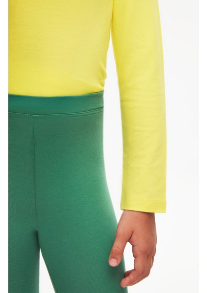 Deniz Yeşili Basic Kız Çocuk Diz Altı Tayt Kapri modelleri