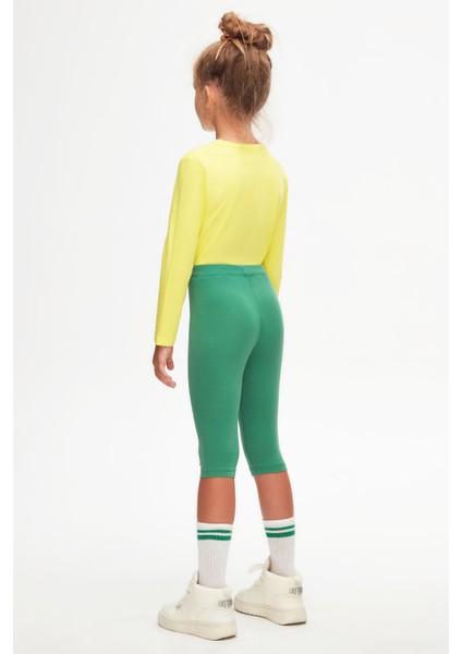 Deniz Yeşili Basic Kız Çocuk Diz Altı Tayt Kapri fırsatları