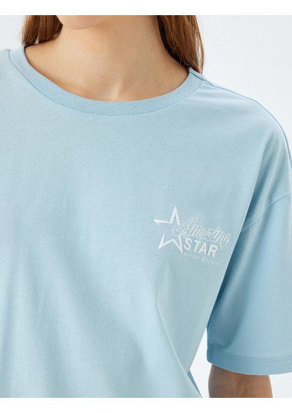 Arkası Baskılı Oversize Bisiklet Yaka Kısa Kollu Tişört indirimleri