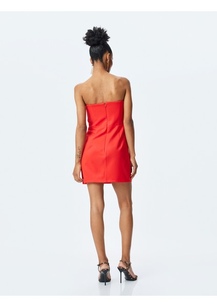 Straplez Bodycon Fiyonk Detaylı Mini Elbise fırsatları