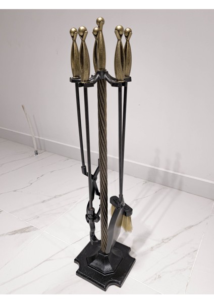 Luks Şömine Maşa Takımı,şömine Takımı,şömine Aksesuarları Renk:gold