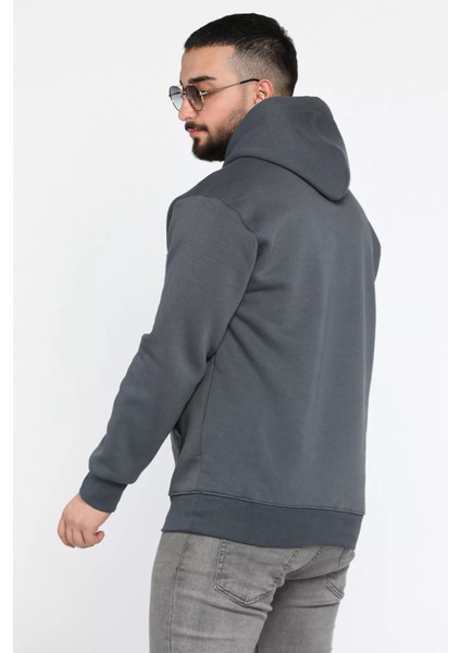 Baskılı Üç Iplik Şardonlu Erkek Kapüşonlu Sweatshirt fırsatları