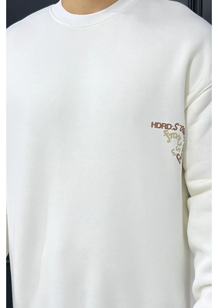 Üç Iplik Şardonlu Yazı Baskılı Erkek Sweatshirt modelleri