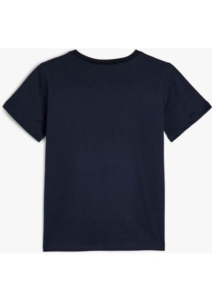 Bisiklet Yaka Kısa Kollu Baskı Detaylı Pamuklu Tişört fiyatları