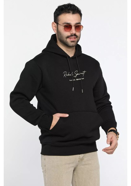 Üç Iplik Şardonlu Kanguru Cepli Erkek Sweatshirt