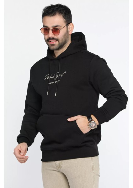 Üç Iplik Şardonlu Kanguru Cepli Erkek Sweatshirt