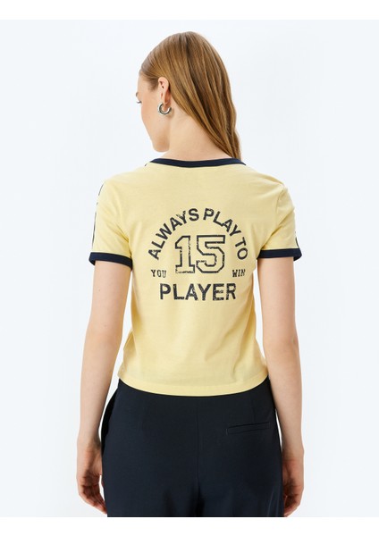Arkası Baskılı Biyeli Bisiklet Yaka Kısa Kollu Pamuklu Tişört fırsatları
