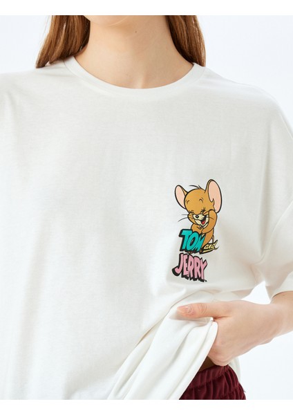 Tom ve Jerry Lisanslı Arkası Baskılı Oversize Tişört