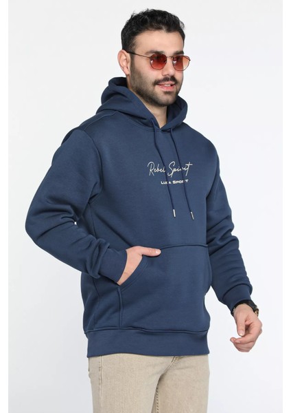 Üç Iplik Şardonlu Kanguru Cepli Erkek Sweatshirt