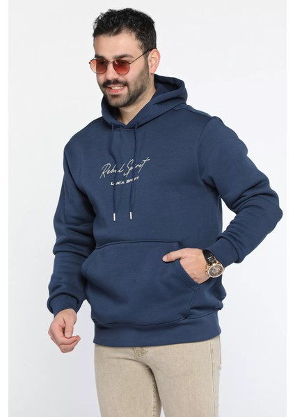 Üç Iplik Şardonlu Kanguru Cepli Erkek Sweatshirt