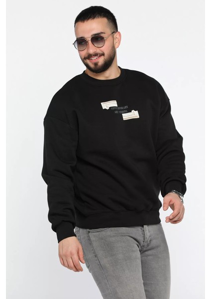 Baskılı Üç Iplik Şardonlu Bisiklet Yaka Erkek Sweatshirt fiyatları