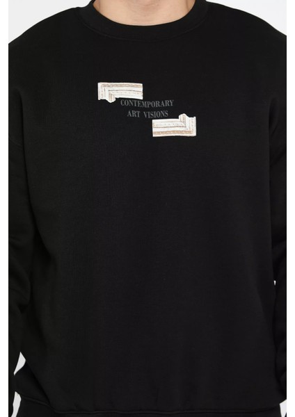 Baskılı Üç Iplik Şardonlu Bisiklet Yaka Erkek Sweatshirt fırsatları