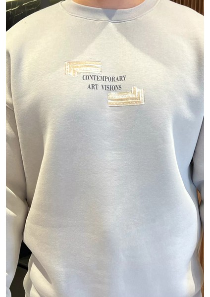 Baskılı Üç Iplik Şardonlu Bisiklet Yaka Erkek Sweatshirt fiyatları